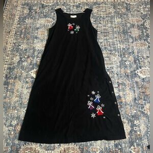 vintage black corduroy Christmas  dress